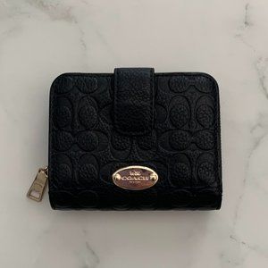 Used Coach Leather Wallet (Navy Blue with embossed monogram)